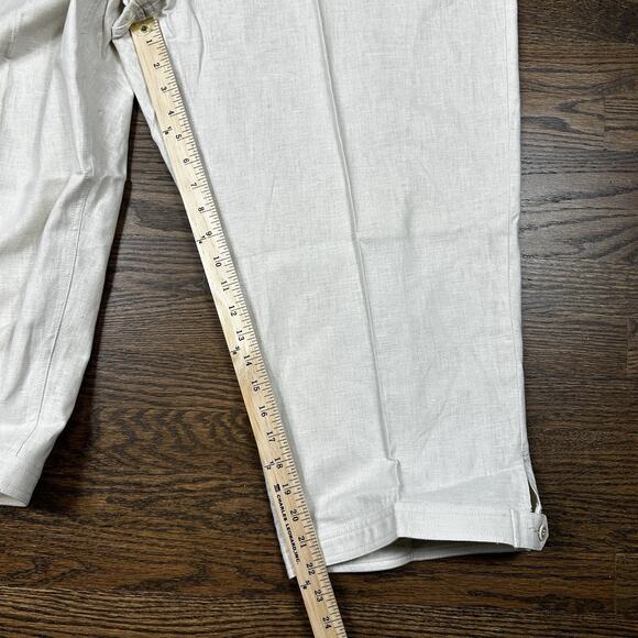 CJ Banks Pants Womens 22W Plus White Linen Cropped Button Tab Beach Resort NWT - Picture 9 of 12